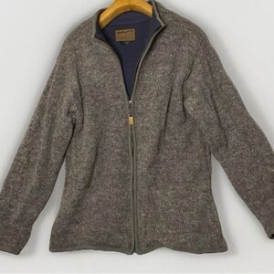 Laundromat 100% Wool Men’s L Sweater Jacket Gray Full Zip Handcrafted In Nepal